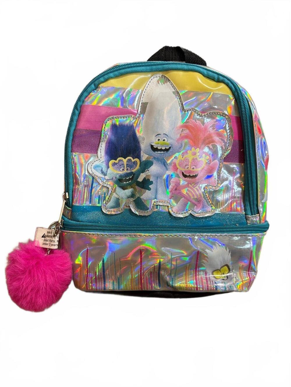 DreamWorks Trolls World Tour Holographic Mini Backpack with Pink Pom Pom
